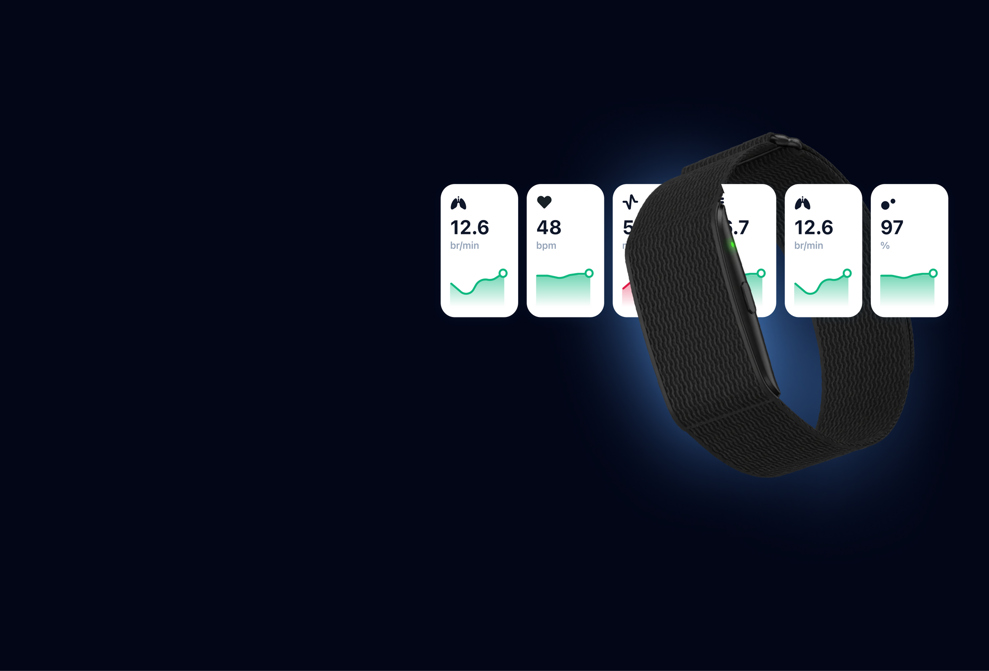 Black smartwatch with digital display on a dark background